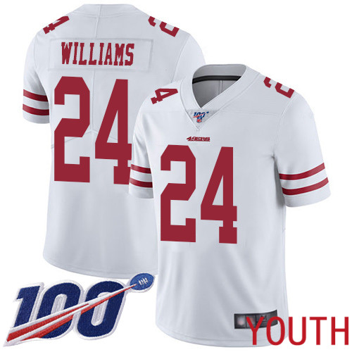 San Francisco 49ers Limited White Youth K Waun Williams Road NFL Jersey 24 100th Season Vapor Untouchable